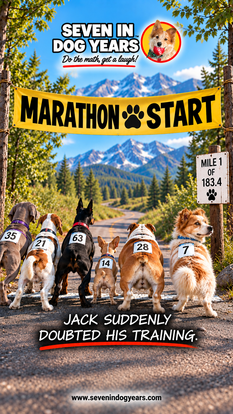 "Dog Marathon" Photorealistic Digital Greeting Card