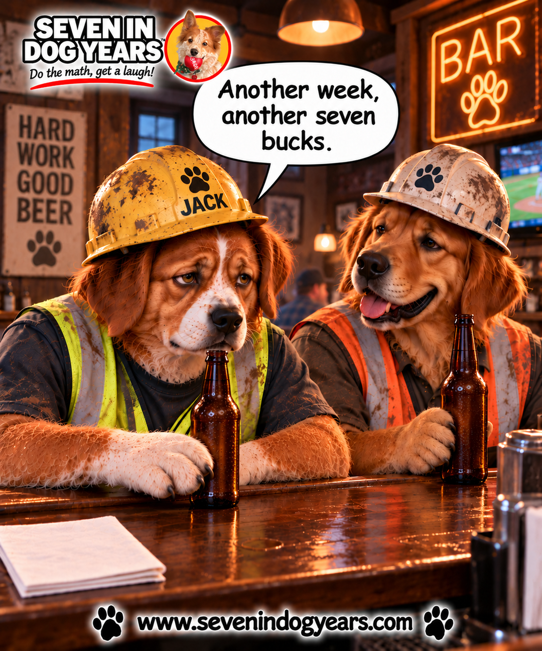 "Another Week, Another Seven Bucks" Photorealistic Digital Greeting Card